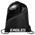 FOCO - NFL High End Diagonal Zippered Drawstring Backpack Gym Bag, Philadelphia Eagles, 18.75" x 14", Backpack