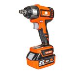 Tuqo Pumpkin 1/2" Cordless Impact Wrench With Brushless Motor - 50262/3 Variable Speed Control With Reverse Auto/Max Torque: 330Nm / 20V Lithium-Ion X 2 Batteries / 21Mm Socket Included - Orange