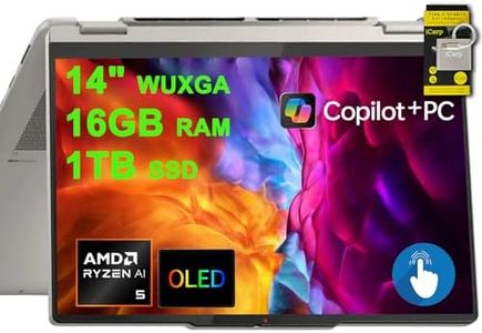 Lenovo Yoga 7 2-in-1 Laptop 14" WUXGA OLED Touch (100% DCI-P3, 600nits HDR) AMD 6-core Ryzen AI 5 340 (Up to 50 Tops) 16GB RAM 1TB SSD for Creator Business Professional Win11 ICP Hub w/Copilot AI