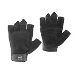 VIP Levo Mens Womens Leather Breathable Weight Lifting Gym Training Gloves Padded Extra Grip Palm Protection Exercise Fitness Workout Gloves, Size Large, Black