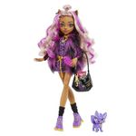 Monster High Doll, Clawdeen Wolf with Purple Streaked Hair in Signature Look with Fashion Accessories Pet Dog Crescent