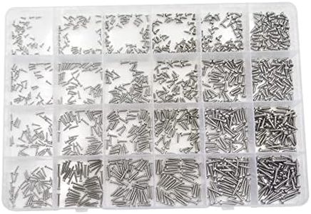 HVAZI 24 Kinds M1 M1.2 M1.4 M1.5 M1.7 M2 304 Stainless Steel Phillips Pan Head Small Self Tapping Screws Assortment Kit