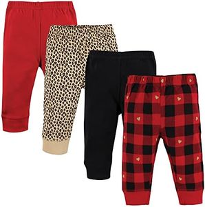 Hudson Baby Baby Girls' Cotton Pants and Leggings, Gold Heart Plaid, 3 Toddler
