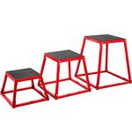 VEVOR Plyometric Platform Box Set Fitness Exercise Jump Box Step Plyometric Box Jump for Exercise Fit Training (12/18/24/Red)