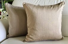 TARA- Sparkling Homes Reversible Premium Solid Plain Cushion Cover 16x16 inches Set of 2 in Cotton Silk (16 x 16, Glistening Gold)