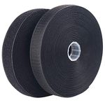 LLPT Sew On Hook and Loop Tape Extra Industrial Strength Nylon Fabric 1 Inch x 33 Feet Each Roll No Adhesive Hook Loop Strip for Sewing on DIY Cloth Shoe Curtain Bag Sport Gears Color Black (NHTB33)