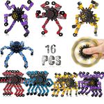 16PCS Fidget Spinner Toys for Kids, Easter Stocking Stuffers for Kids Transformable DIY Robot Mechanical Spiral Twister Stress Relief Fingertip Toy