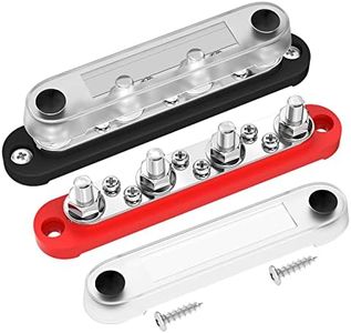 DAIERTEK Bus Bar Terminal Block 4 x 5/16" (M8) Terminal Stud, 6 x #8 (M4) Screw Terminal Positive & Ground Power Distribution Block with Cover Marine Battery Bus Bar 12V - 48V for Automotive Car Boat