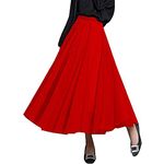 FEOYA Tulle Skirt for Women Pleated Tutu Skirt A-line High Waist Long Skirt Mesh Flowy Maxi Skirt for Prom Ball Gown Dark Red