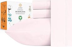 Sleep Mantra 100% Organic Cotton Bed Sheet Set - Crisp and Cooling Percale Weave, Soft Breathable, Eco-Friendly, 4 Piece Bedding Set, Deep Pocket with All-Around Elastic, (Queen, Blush Pink)