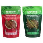 Natible Sprouted Protein & Sprouted Millet Chilla Dosa Mix, Natural Healthy Protein & Fiber-Rich Breakfast No Maida. Pack of 2. 200Gram Each (Beetroot and Spinach Flavour)