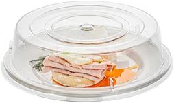 Restaurantware Cater Tek 11 Inch Polycarbonate Plate Cover 1 Shatterproof Dish Cover - Microwavable Endures Up To 210F Clear Plastic Splatter Cover With Finger Hole For 11 Inch Plates