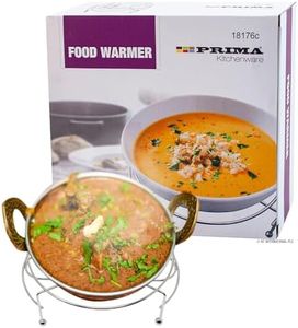 Single Food Dish Warmer - Chrome Chafing Plate Burner, Heat, Warm + 1 Free Candle | Keep Food Warm on Dining Table | Kitchen Home Party Restaraunt Buffet | Durable & Long Lasting