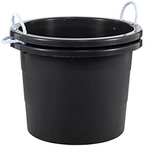 United Solutions 19 Gallon Rope Handle Tub, 2-Pack, Heavy-Duty Organization and Easy-Access Storage Tub, Multi-Purpose, Made with Rugged Plastic, Black