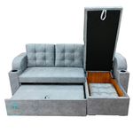 Comfort Designs Nora-02 Premium Polyester Fabric 3 Seater Corner Sofa Cumbed for Living Room, Functional Storage, Soft, Lightweight, Comfortable Sofa Bed (Grey)