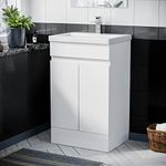 Nes Home 600mm White Flat Pack Vanity Cabinet and Basin Unit Floor Standing | Grotto