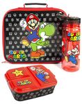 Super Mario Lunch Box Set for Kids | Yoshi Childrens School Food Bag, BPA Free Water Bottle 580ML & Snack Pot | Gamer Merchandise Gifts One Size