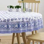 BLOCKS OF INDIA Cotton Hand Block Printed 72 Inch Round Table Cloth (Design 2)