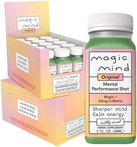 Magic Mind Focus Energy Drink Shots - No Jitters, Stress Relieving, Ashwagandha, Functional Mushrooms, Matcha Green Tea, Vitamin B12, Vitamin C - 2 FL Oz (30 Pack)