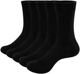 YUEDGE Mens Black Bamboo Socks Breathable Lightweight Plain Solid Casual Dress Socks for Men Size 9-11, 5 Pairs