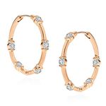 MINUTIAE Dangling Rose Gold Plated Crystal Hoop Earring For Women & Girls