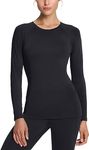 TSLA Women's Thermal Long Sleeve Tops, Crew Neck Shirts, Fleece Lined Compression Base Layer TM- XUD54-BLK Large