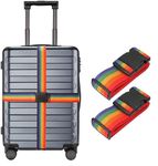 Inditradition (Pack of 2) Adjustable Nylon Luggage Straps Belt, Suitcase Belt TSA Approved (2 Meter, Rainbow Colour)