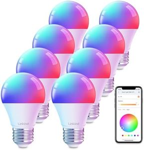 Linkind WiFi Smart Light Bulbs, Alexa Light Bulb Work with Alexa, Google Home, RGBTW 16 Million Color Changing Light Bulbs Dimmable, Mood Lighting, 2.4Ghz WiFi Only, A19 E26 WiFi Bulb 60W 800LM 8 Pack