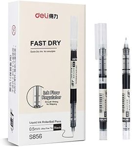 deli 12 Pack Instant Dry Rolling Ball Gel Pens, Smudge-free No Bleed Liquid Gel Ink Pens, Fine Point Rollerball Pens