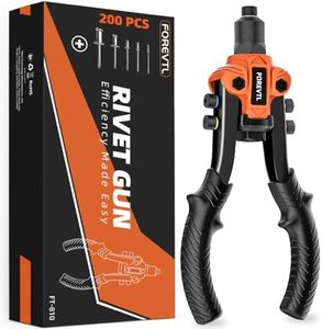 FOREVTL Pince a rivet 26cm ensemble 5en1 avec 200 rivets alu pour rivets aveugles Ø 6.4 à 2.4 mm en acier inoxydable alu | Riveteuse manuelle professionnelle (Orange)