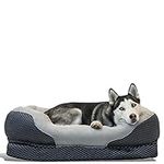 BarksBar Large Gray Orthopedic Dog Bed - 40 x 30 inches - Snuggly Sleeper with Solid Orthopedic Foam, Non-Slip Back