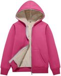 Flygo Unisex Boys Girls Fleece Jacket Hoodie Sherpa Lined Zip Up Hooded Sweatshirt Kids Winter Jackets(RoseRed-S)