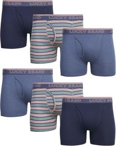 Lucky Brand Men's Underwear – Classic Boxer Briefs (6 Pack), Navy/Stripe/Grey, Small