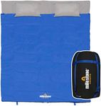 Milestone Camping 26759 Double Envelope Sleeping Bag with Pillows / 250gsm 2 Season/Compression Sack/Water Resistant/Camping, Backpacking or Hiking