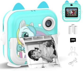 Instant Print Camera for Kids, Christmas Birthday Gifts for Girls Boys, Selfie Digital Camera with 1080P Videos, Portable Camera Toy for 4 5 6 7 8 9 10 Years Old boy with Print Paper & 32G Card