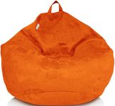 Delmach Bean Bag Chair Cover (No Filler) | Fur Resistant Microsuede | Adult Size | Stuffed Animal Storage for Kids Or Adults | Double Stitched | Durable Zipper | Soft Premium (Orange, Large)