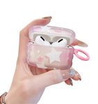 XQAGU for AirPods Pro 1st Gen（2019） Case Cute Star Aesthetic with Keychain Wavy Design Protective Earphone Cover Case Soft Transparent TPU for AirPods Pro Case Women Girl-Pink