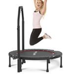 DH FitLife 40'' Foldable Fitness Trampoline – Quick & Easy Assembly | Mini Rebounder Trampoline for Adults & Kids | Max Load 150KG | 4-Level Adjustable Handle | Quiet & Stable for Indoor Workouts