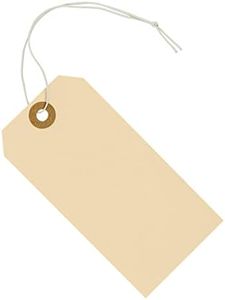 Tags with Elastic String Attached - #5, 4 3/4" x 2 3/8" Box of 100 Manila Paper Label Tags with Elastic Loop and Reinforced Hole