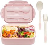 VAZX Plastic Tiffin Box Lunch Box for Kids-Lunch Boxes for Office Men Leak Proof 3 Compartment Lunch Box Reusable Freezer Safe Food Containers with Spoon for Adults and Kids (Pink)