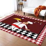Fat Chef Area Rug 5'x7' for Living Room, Kids Teen Girls Boys Bedroom, Buffalo Plaid Checked Flag Accessories Outdoor Indoor Washable Carpet Runner Area+Rug for Kitchen, Hallway, Entryway