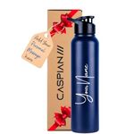 CASPIAN /// Hike Stainless Steel Customize Sipper Water Bottle (CUS-Purrsian Blue 1 Litre, Set of 1)| Leak Proof Thunder for Fridge Home Office Travel School Kids Boys Girls Adults Sports Gym Yoga