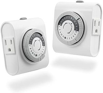 GE 46211, Two Outlet Grounded Mechanical Plug-in Timer, White, 2 Count