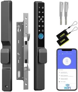 Anweller 2085 Mortise Sliding Glass Door Lock, Smart Fingerprint Code Keypad RFID Remote App Electronic Digital Biometric Safety Patio Door Double Hook Mortise Lock Set with Handle