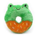 ZippyPaws - Donutz Buddies - Frog Pet Donut Toys for Dogs with Embroidered Sprinkles, Soft, No Stuffing, Durable Large Breed Dog & Puppy Toys with Squeaker