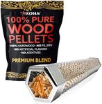 Kona Wood Smoker Tube & Smoking Pellets Set - Hot & Cold Smoke for Charcoal, Electric, Gas & All BBQ Grills - Stainless Steel 12 Inch Hexagon & 14 ounces of Premium Blend Hardwood