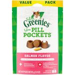 FELINE GREENIES PILL POCKETS for Cats Natural Soft Cat Treats, Salmon Flavor, 3 oz. Pack (85 Treats)