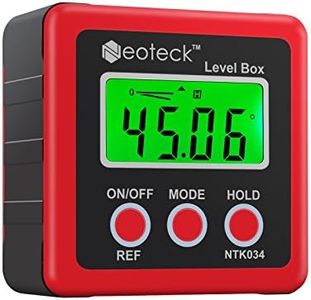 Neoteck Digital Angle Finder, Backlight LCD Digital Angle Gauge Protractor Inclinometer Bevel Box, Magnetic Base, Data Hold, IP54 Dust and Water Resistant- Red