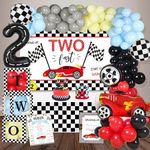 YSHMFEUX Two Fast Birthday Decorations Party Supplies, Race Car 2nd Birthday Decorations, Baby Boy 2nd Birthday Decorations, 2nd Birthday Decorations for Boy