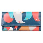 ShopMantra Wallet for Women's| Clutch | Vegan Leather |11 Cards 1 ID Slot | 2 Notes & 1 Coin Compartment | Magnetic Closure | Multicolor-Flock of Birds Pattern.